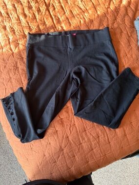 torrid Black heavyweight Leggings with Lattice Hem Detail